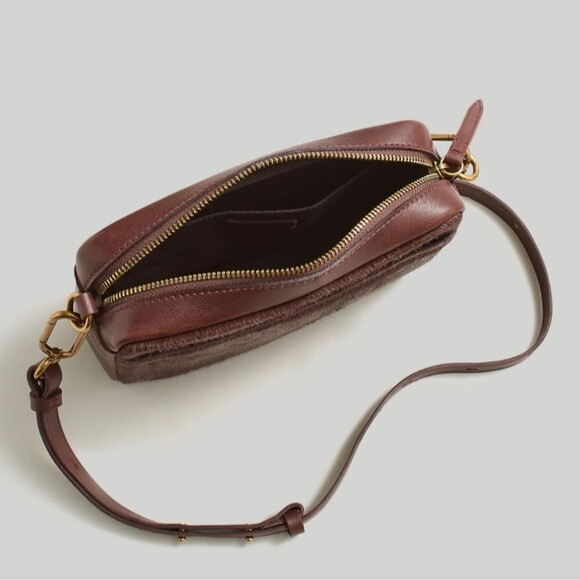 The Carabiner Medium Crossbody Bag Brown Chocolate Raisin Calf Hair NWT - Picture 2 of 6